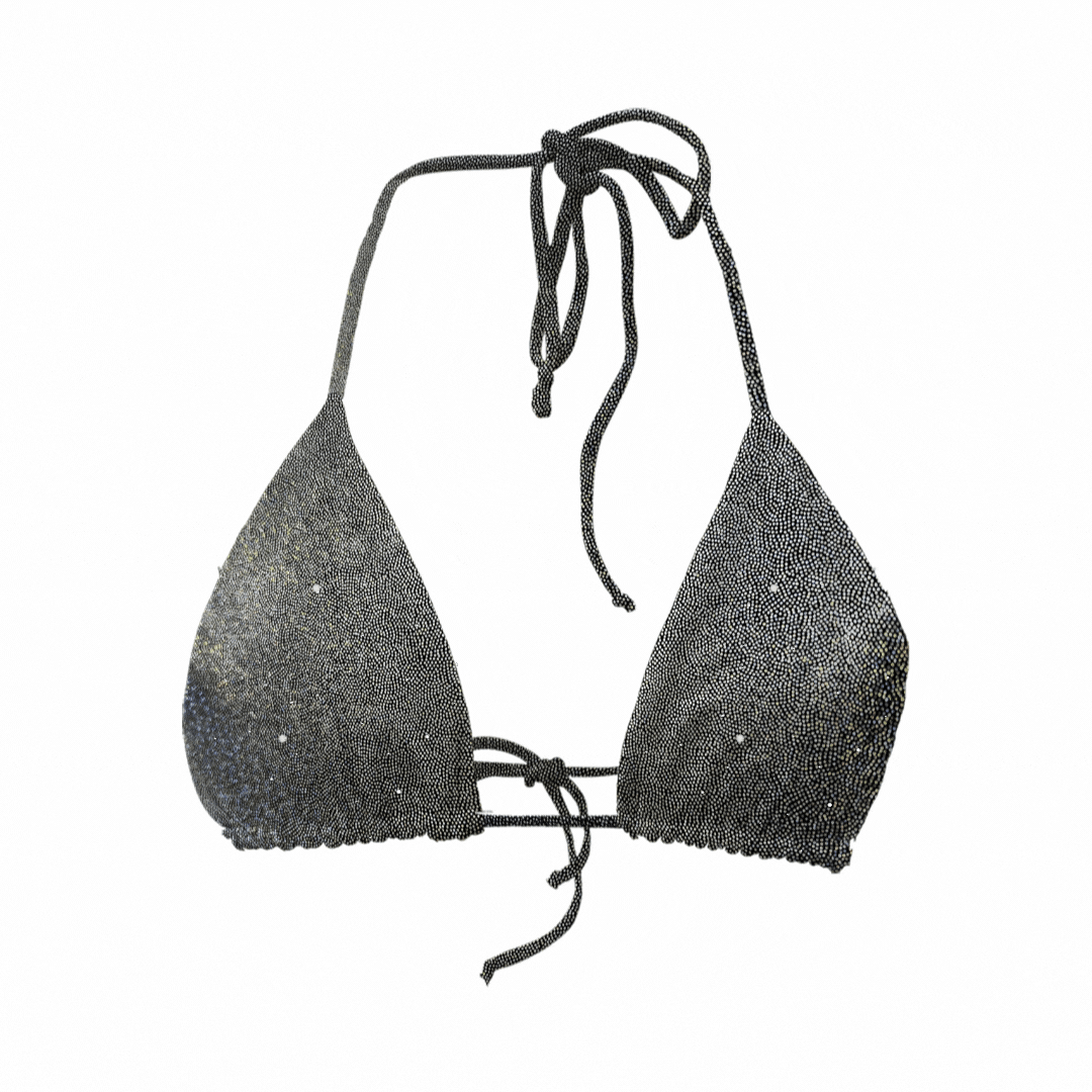 Top Triangle réversible noir pailleté / noir