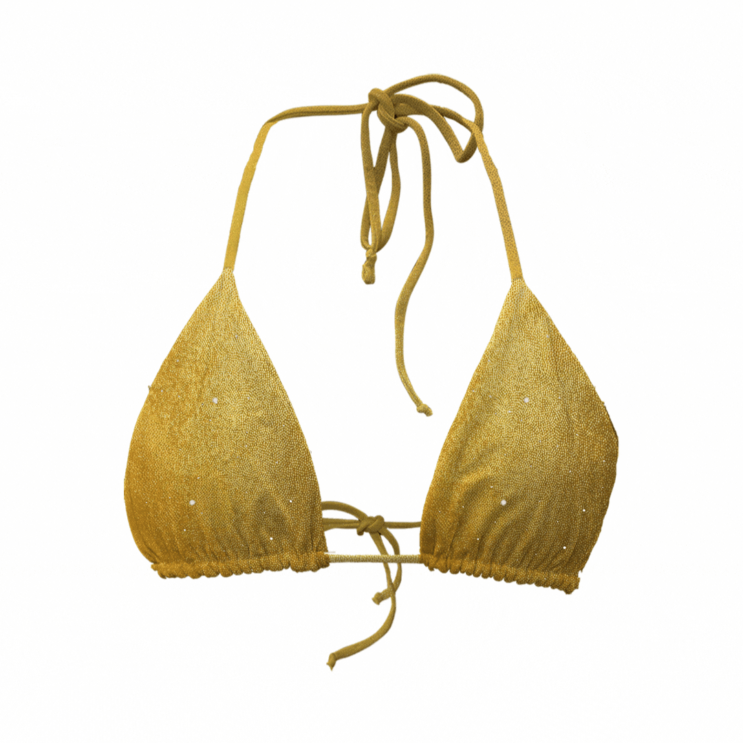 Top Triangle réversible doré pailleté / beige
