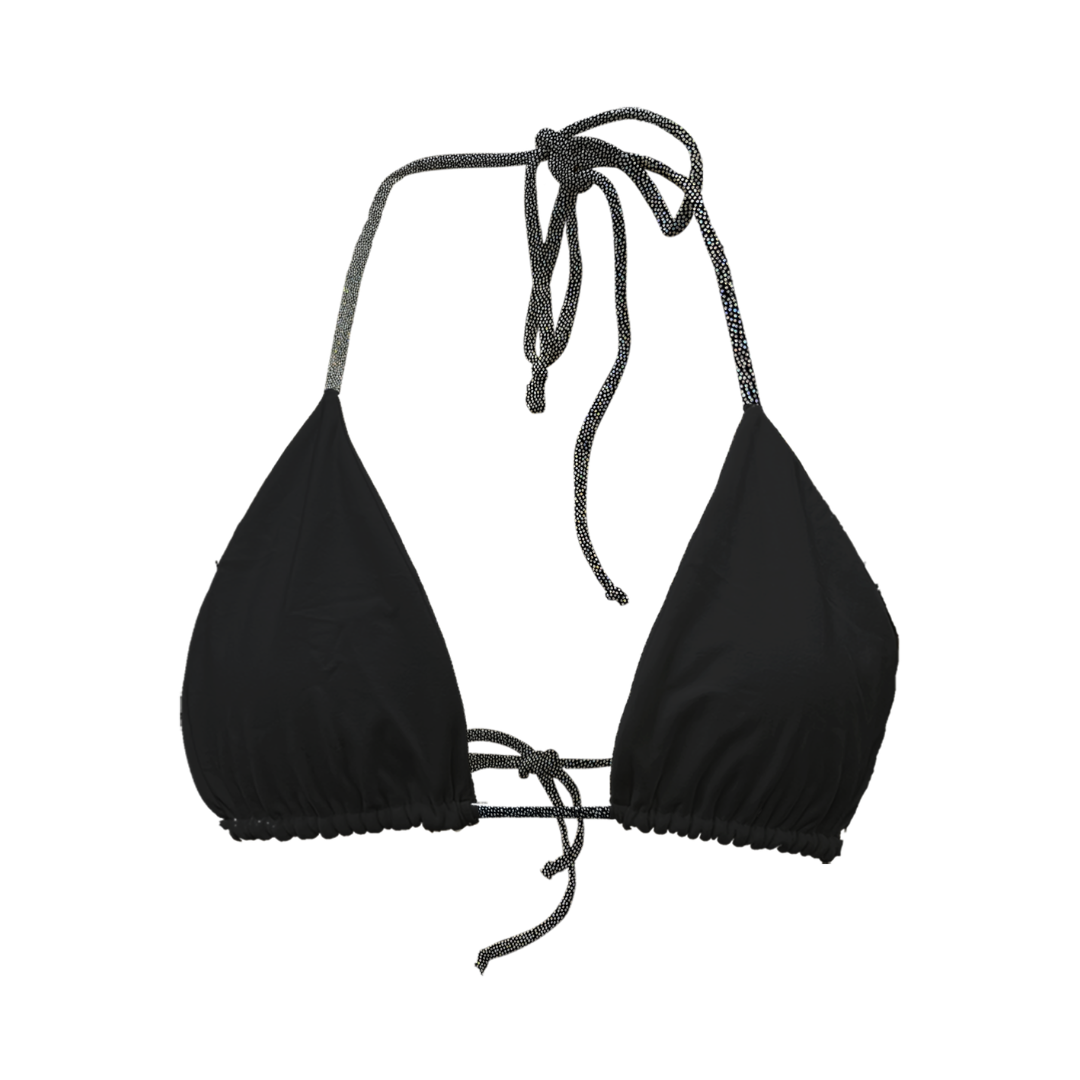 Top Triangle réversible noir pailleté / noir