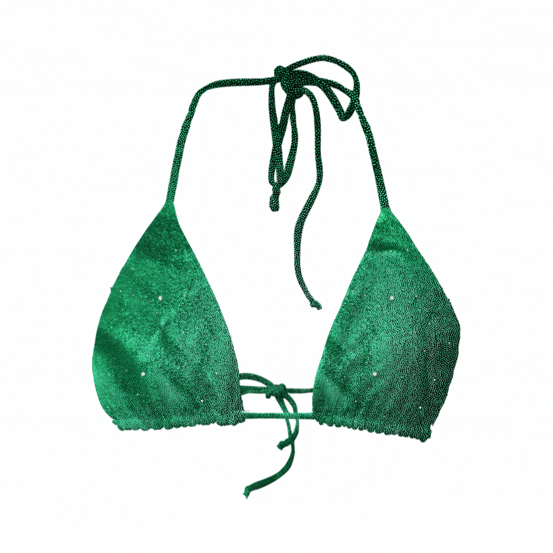 Top Triangle réversible vert pailleté / noir